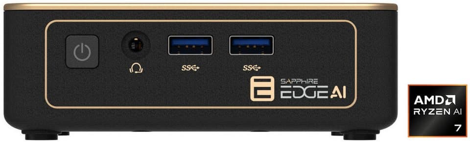 Sapphire EDGE AI 350 Barebone-PC (AMD Ryzen AI 7 350, Radeon 860M, 96 GB RAM, 0 GB SSD, Luftkuhlung)