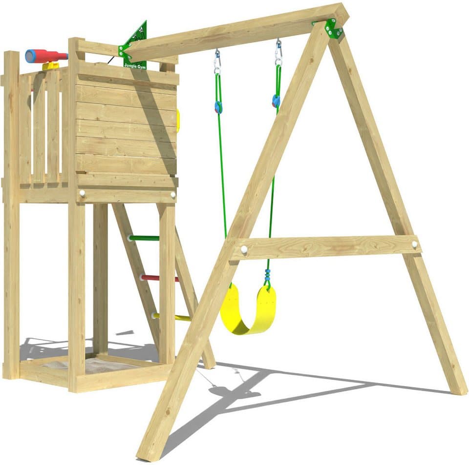 Jungle Gym Spielturm Perch, Spielanlage mit Schaukel und Rutschstange - Thumbnail 3