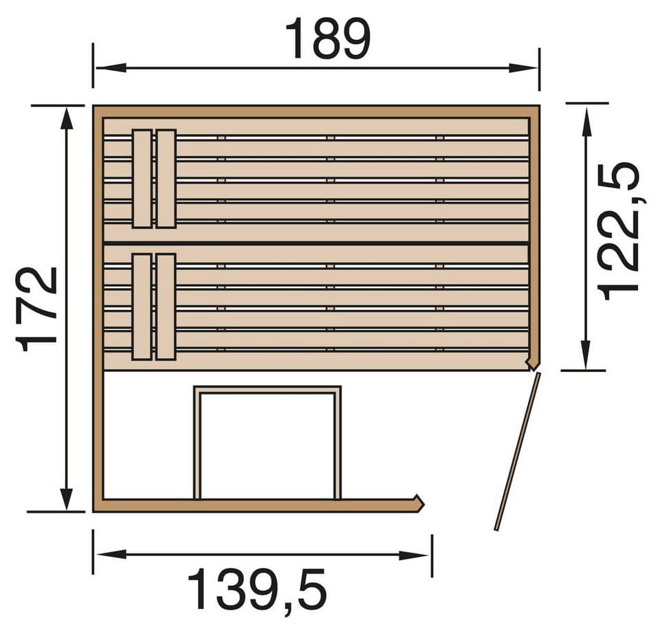 weka Sauna Valida, BxTxH: 189 x 172 x 204 cm, 38 mm, ohne Ofen - Thumbnail 6