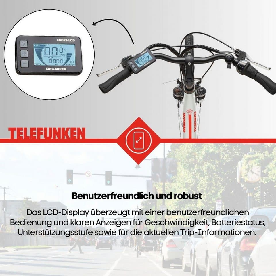 Telefunken E-Bike Cityrad Multitalent RC890, 7 Gang Shimano Nexus Schaltwerk, Mittelmotor, 468 Wh, Pedelec, Elektrofahrrad für Damen u. Herren - Thumbnail 9