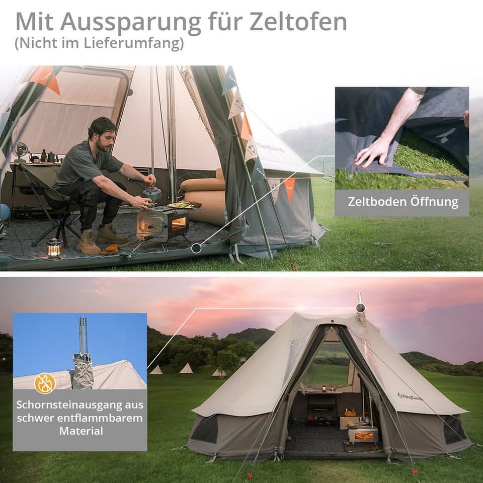 KingCamp Hauszelt Baumwollzelt Campingzelt Khan Villa Pavillon Famil - Thumbnail 6