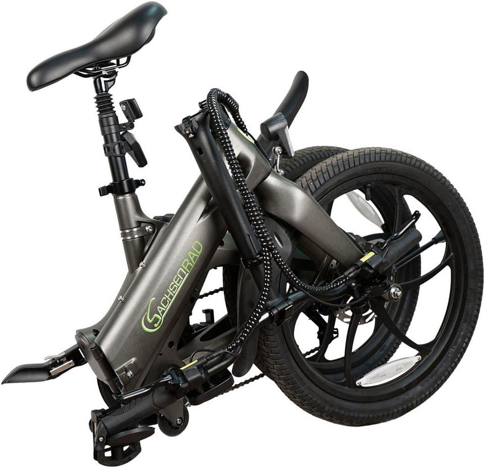 SachsenRAD E-Bike Faltrad F11 Pro MagPuma mit Transporttasche, 6 Gang Shimano, Kettenschaltung, Heckmotor, 360 Wh, mit Transporttasche, Rückspiegel, gefederte Sattelstütze - Thumbnail 2