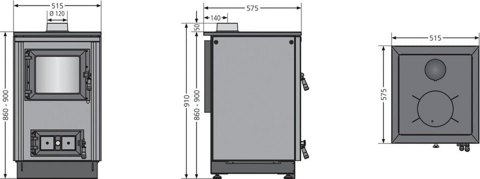 JUSTUS Festbrennstoffherd Rustico-50 2.0, 7 kW, Zeitbrand - Thumbnail 6