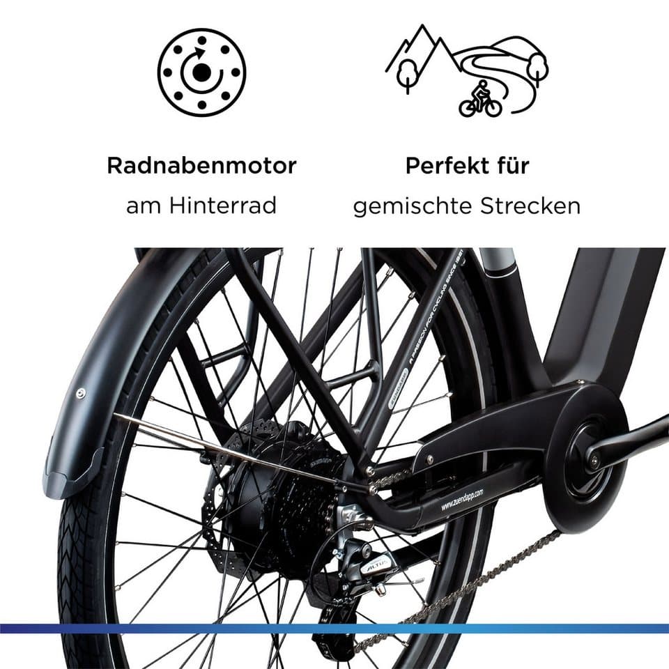 Zündapp E-Bike Trekkingrad Z810, 24 Gang Shimano Altus RD-M310 Schaltwerk, Kettenschaltung, Heckmotor, 417,6 Wh, Pedelec, Elektrofahrrad für Herren - Thumbnail 5