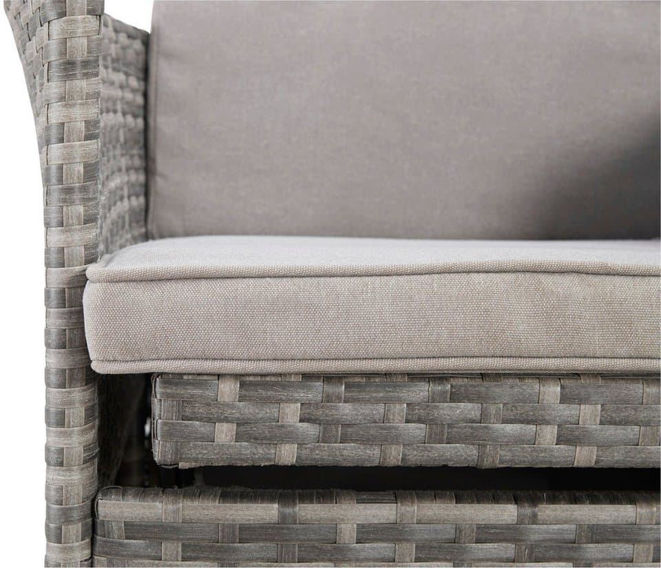 KONIFERA Garten-Essgruppe Parla, (Set, 21-tlg., 6xSessel, 1x AZ-Tisch 150-242,5cm,2x Hocker,inkl. Auflagen, Polyrattan), 2 der 6 Sessel sind verstellbar, Grau, Tischplatte aus Sicherheitsglas - Thumbnail 17