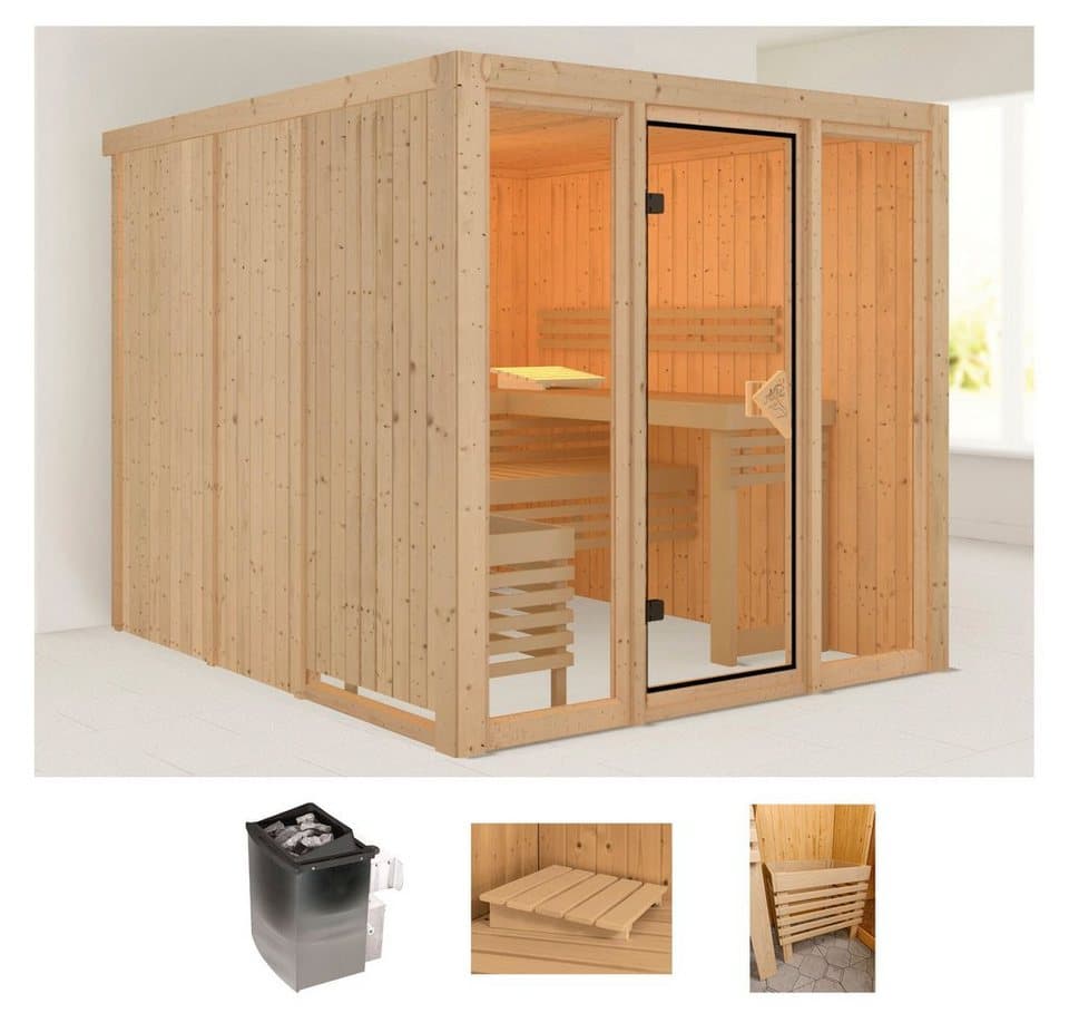 welltime Sauna Artja, BxTxH: 216 x 234 x 198 cm, 68 mm, (Set) Ofen 9 kW integr. Strg - Bild 1