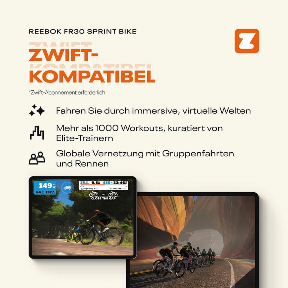 Reebok Speedbike FR30 Speedbike (mit Tablet-Halterung), 135 kg max. Benutzergewicht, Fahrrad, 32 Widerstandsstufen - Thumbnail 18