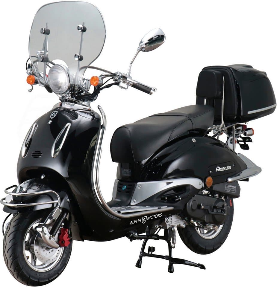 Alpha Motors Motorroller Retro Firenze Limited, 125 ccm, 85 km/h, Euro 5+, (Spar-Set, mit Topcase, Windschild und Chrom-Set), mit Lenkerschloss und Windschild - Thumbnail 2