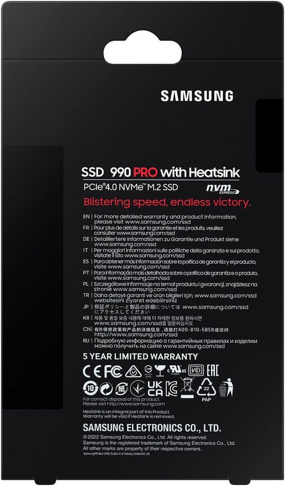 Samsung 990 PRO Heatsink interne SSD (4000 GB) 2,5" 7450 MB/S Lesegeschwindigkeit, 6900 MB/S Schreibgeschwindigkeit - Thumbnail 15