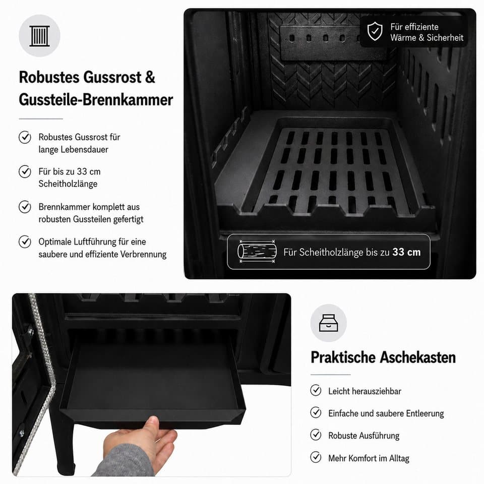 Hanseatic Festbrennstoffherd Vesta, 8,6 kW, Zeitbrand - Thumbnail 6