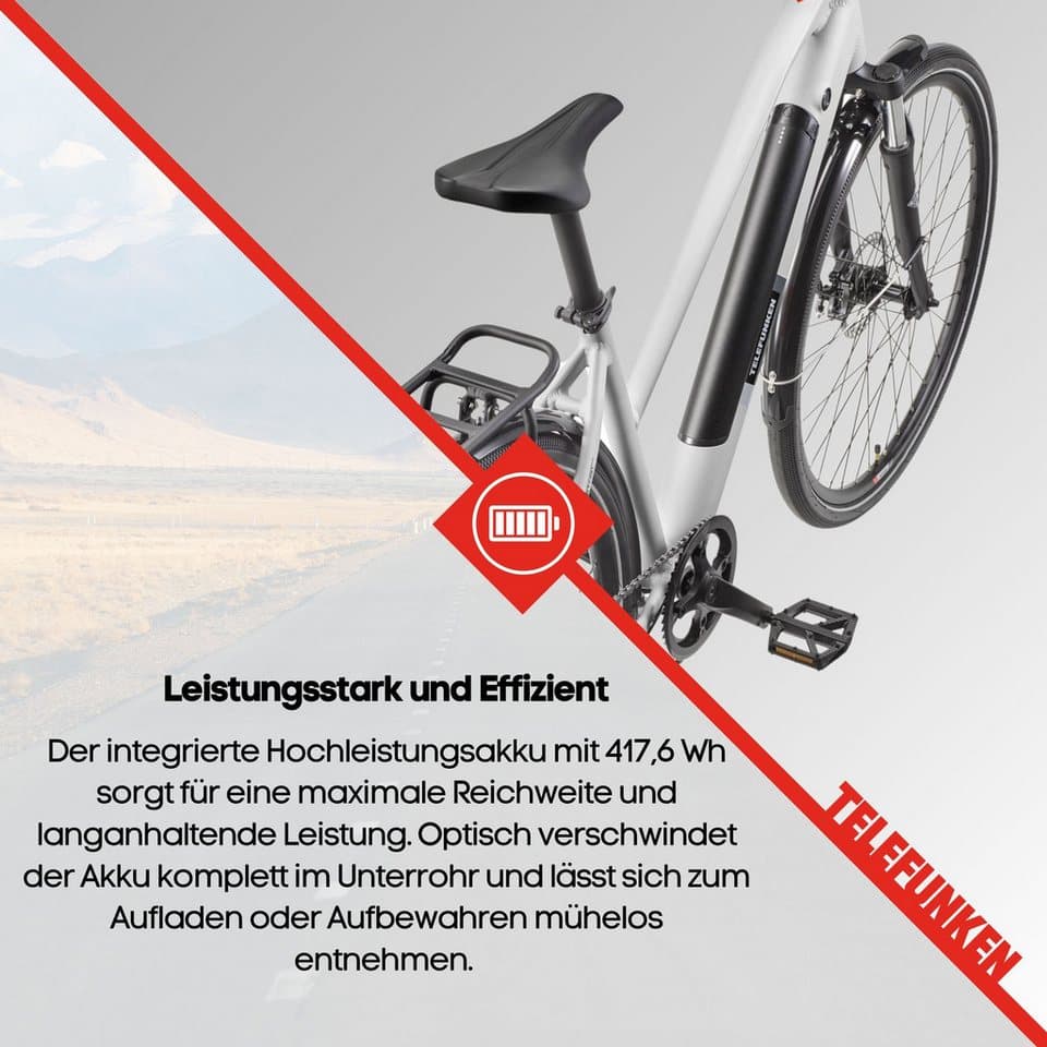 Telefunken E-Bike Trekkingrad E-Trekking Expedition XT490 Damen, 8 Gang Shimano Altus Schaltwerk, Kettenschaltung, Heckmotor, 417,6 Wh, Pedelec, Elektrofahrrad, Damen, innerhalb StVZO, 28 Zoll - Thumbnail 6