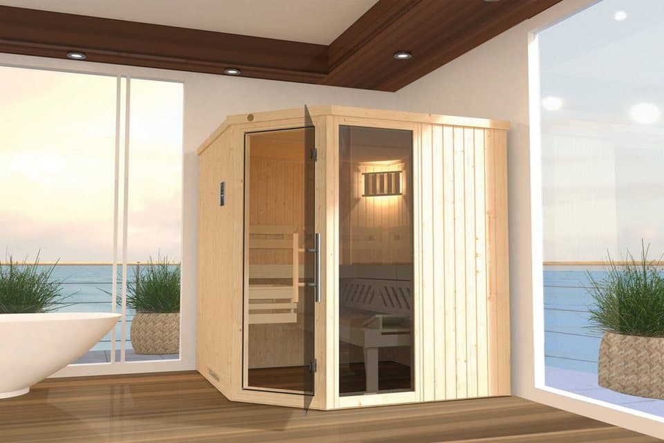 weka Sauna Varberg 3, BxTxH: 194 x 194 x 199 cm, 57 mm, 7,5 kW Bio-Ofen mit ext. Steuerung - Thumbnail 8