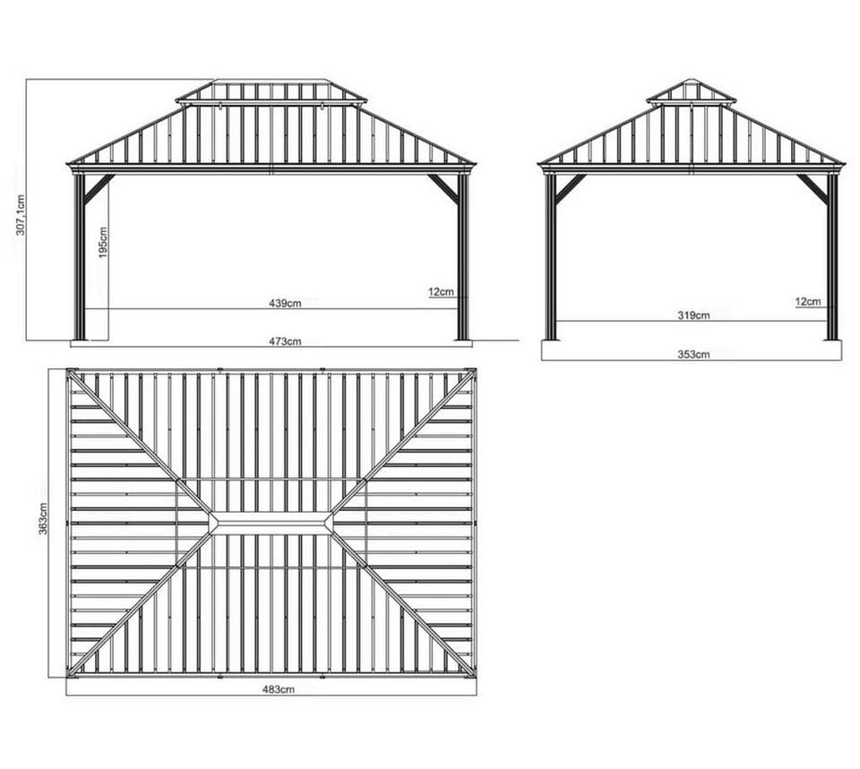 Sojag Pavillon Gazebo Messina, (Set), BxT: 363x483 cm, inkl. Moskitonetze - Thumbnail 8
