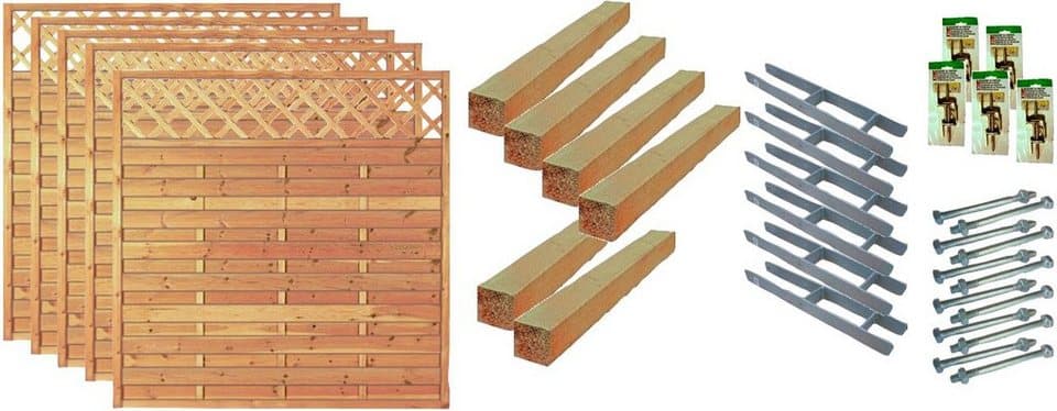 Tetzner & Jentzsch Dichtzaun Memphis 3, (Set), 5 Elemente, LxH: 954x180 cm
