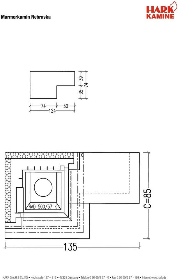 HARK Kaminbausätze »Nebraska Bank Rechts«, 8 kW, Zeitbrand, Aufbaumaterial bis Raumhöhe 250cm inkl. - Thumbnail 4