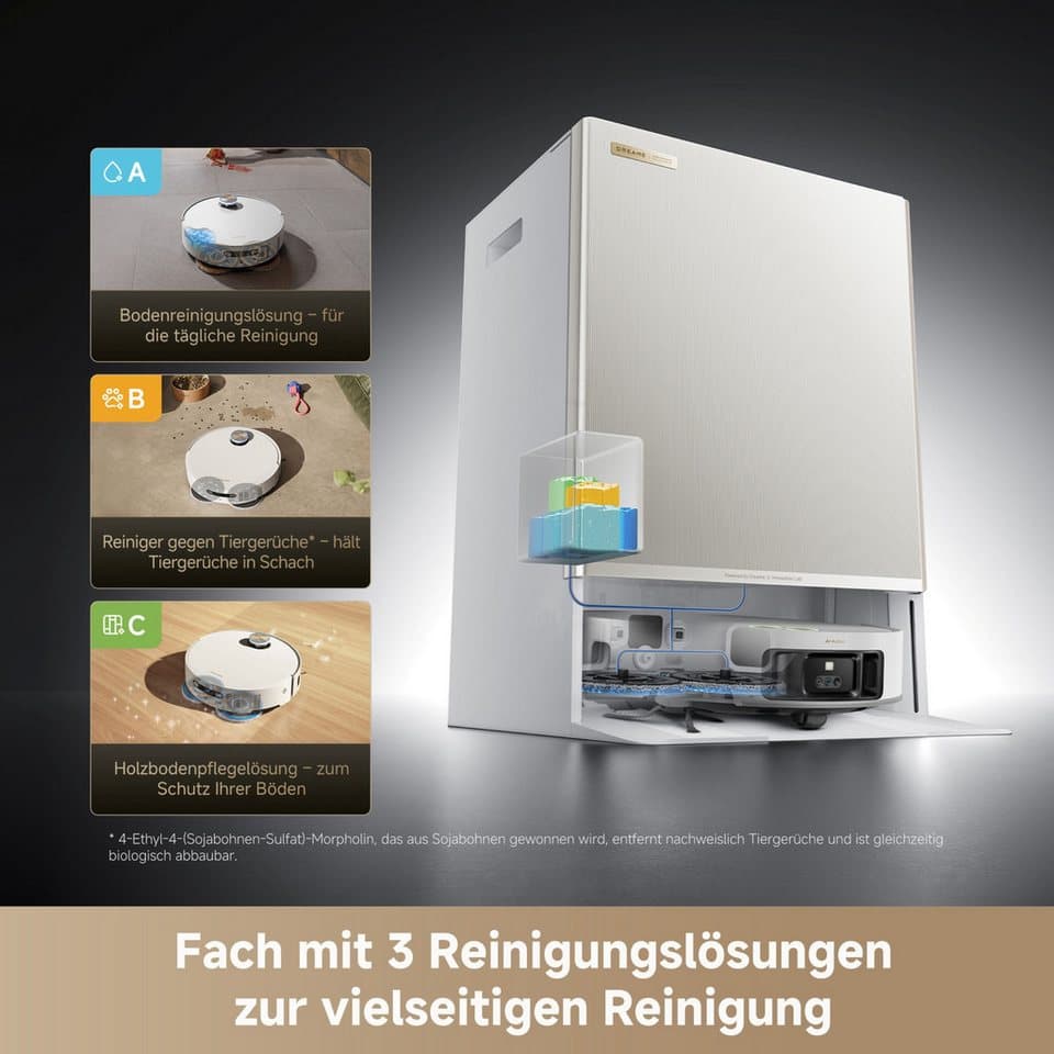 Dreame Saugroboter mit Wischfunktion Matrix 10 Ultra, 700 W, mit Beutel, Mop-Wechsel, drei Reinigungsmittel, überwindet Hindernisse, 30.000 Pa - Thumbnail 5