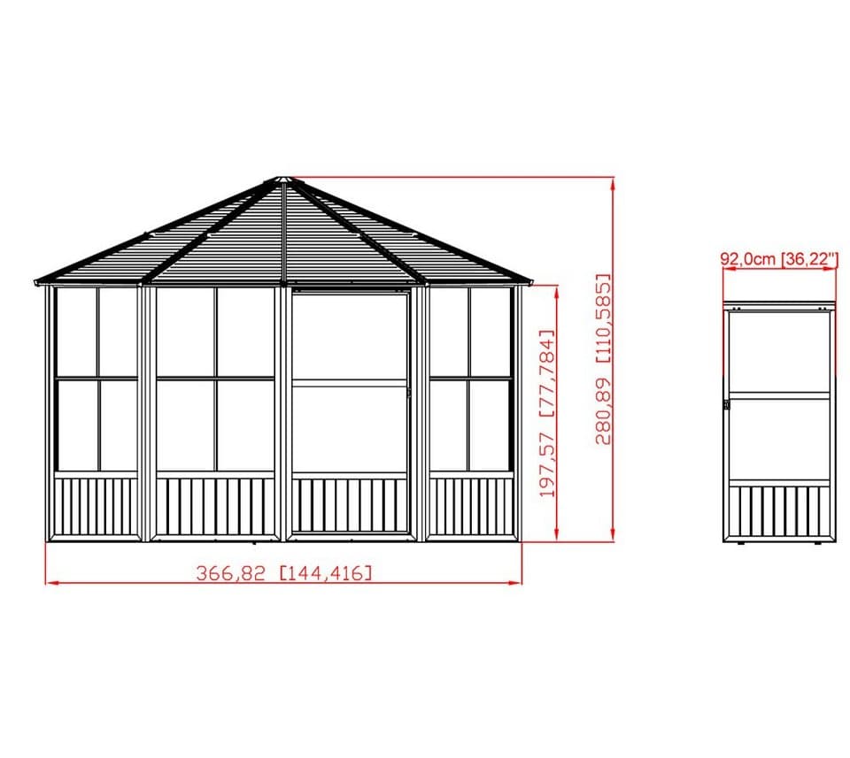 Sojag Pavillon Charleston 12x12, Wintergarten, BxT: 384x384 cm - Thumbnail 13