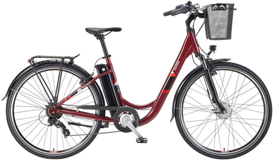 Telefunken E-Bike Cityrad Multitalent RC822, 7 Gang Shimano Tourney Schaltwerk, Kettenschaltung, Frontmotor, 531,3 Wh, (Beleuchtung, Straßenzulassung, ca. 100 km Reichweite, 2 V-Bremsen), Elektrofahrrad, Damen Herren, 28 Zoll, 36,9 V, 531,3 Wh Akku, Pedelec - Thumbnail 2