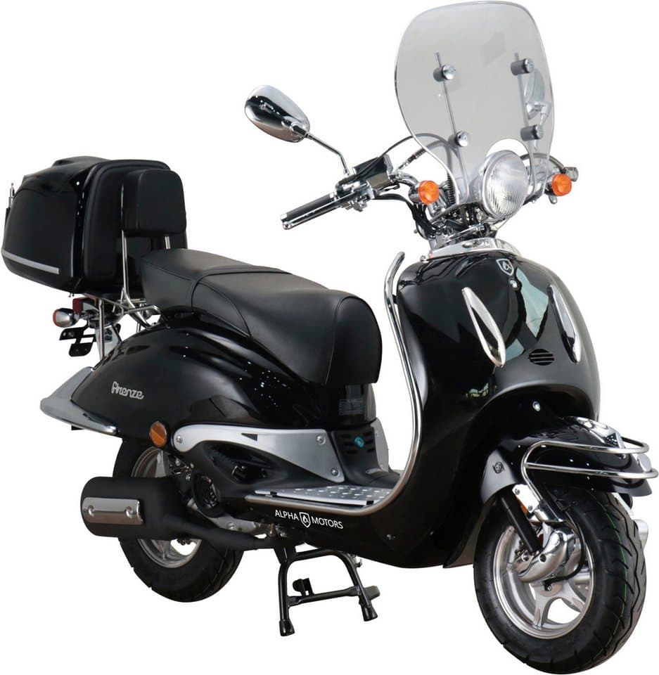 Alpha Motors Motorroller Retro Firenze Limited, 125 ccm, 85 km/h, Euro 5+, (Spar-Set, mit Topcase, Windschild und Chrom-Set), mit Lenkerschloss und Windschild - Bild 1