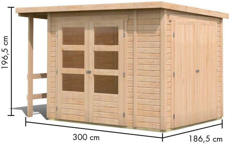 Karibu Gartenhaus Multifunktionshaus 1 Pultdach, BxT: 300x186,5 cm, naturbelassen oder terragrau, Made in Germany - Thumbnail 3
