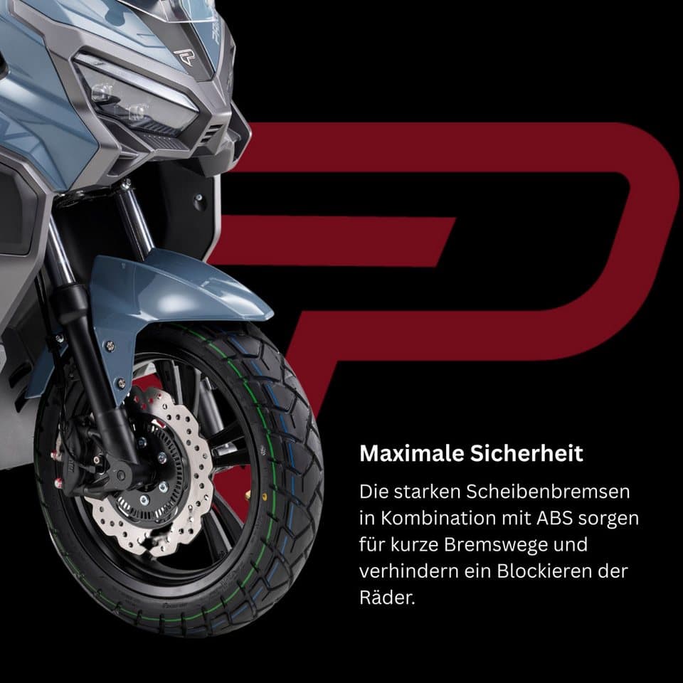PRIKE Motorroller PRIKE XDV 125, E5+, Adventure, ADV Roller, 125 ccm, 95 km/h, Euro 5+, ABS, Windschutz, Heizgriffe, USB, EFI, digitales Display - Thumbnail 3