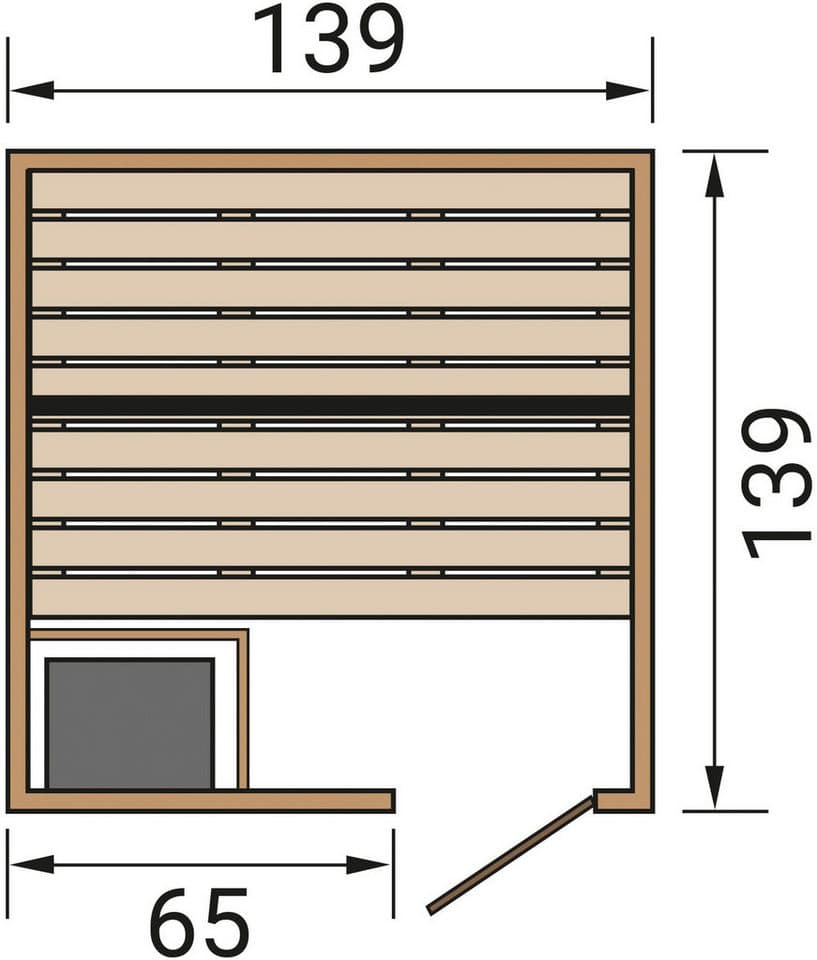 weka Sauna Massivholzsauna VALIDA 1, BxTxH: 139 x 139 x 203,5 cm, 38 mm, Blockbohlen, moderne Ganzglastür - Thumbnail 10