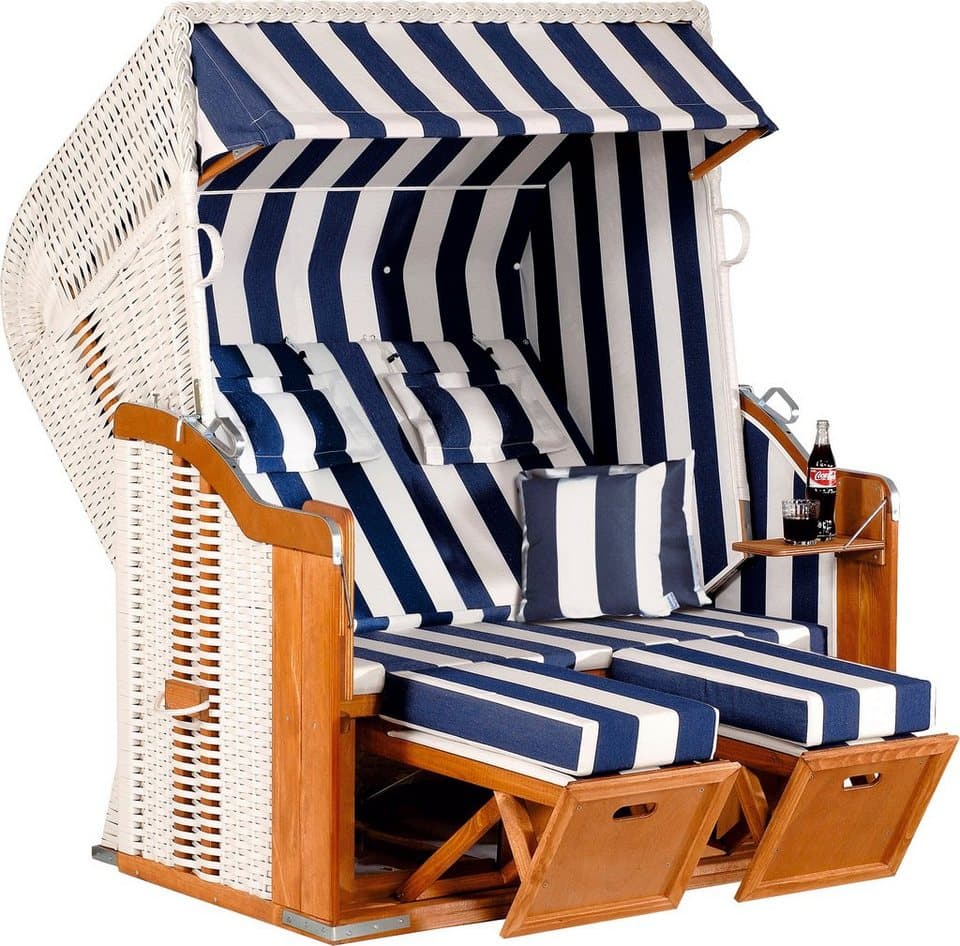 SunnySmart Strandkorb Rustikal 250 Plus XL, BxTxH: 145x90x160 cm, Halblieger, (OTTOs Choice), 2 XL-Sitzer, komplett montiert, Oberkorb in einem Stück geflochten