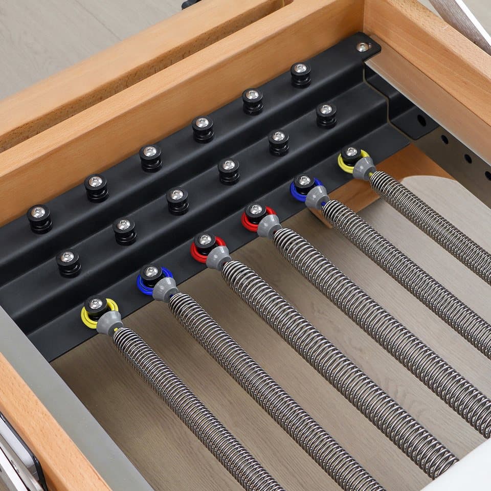JASPORT Pilates-Reformer H89 aus Buchenholz, (Pilates Reformer Set inklusive Box, Sprungplatte und Zubehör), Stabiler Rahmen aus Buchenholz - Thumbnail 5