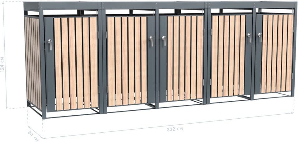 WESTMANN Mülltonnenbox Planta, Platz für 5 Mülltonnen je 240 L, BxHxT: 332x84x124,5 cm - Thumbnail 9