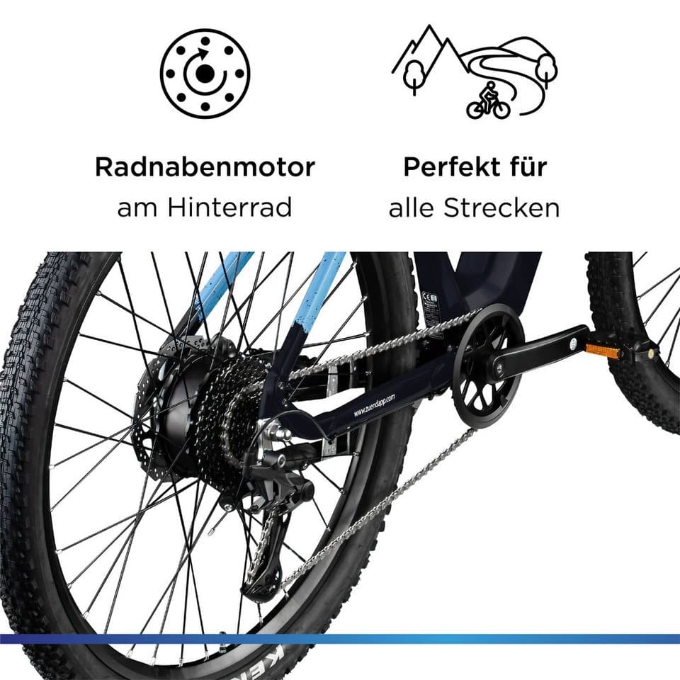 Zündapp E-Bike Mountainbike Z808, 10 Gang Shimano Deore RD-T6000 Schaltwerk, Kettenschaltung, Heckmotor, 550 Wh, Pedelec, Elektrofahrrad für Damen und Herren, MTB - Thumbnail 5