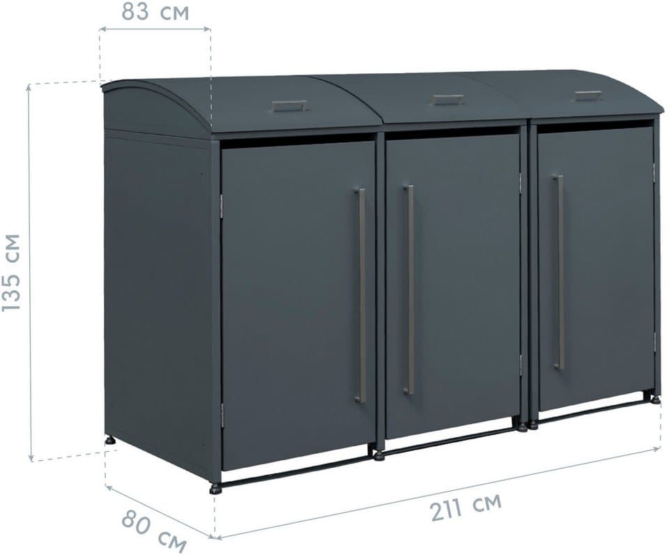 WESTMANN Mülltonnenbox Moderna 3, Platz für 3 Mülltonnen je 240 L, BxHxT: 211x83x135 cm - Thumbnail 7