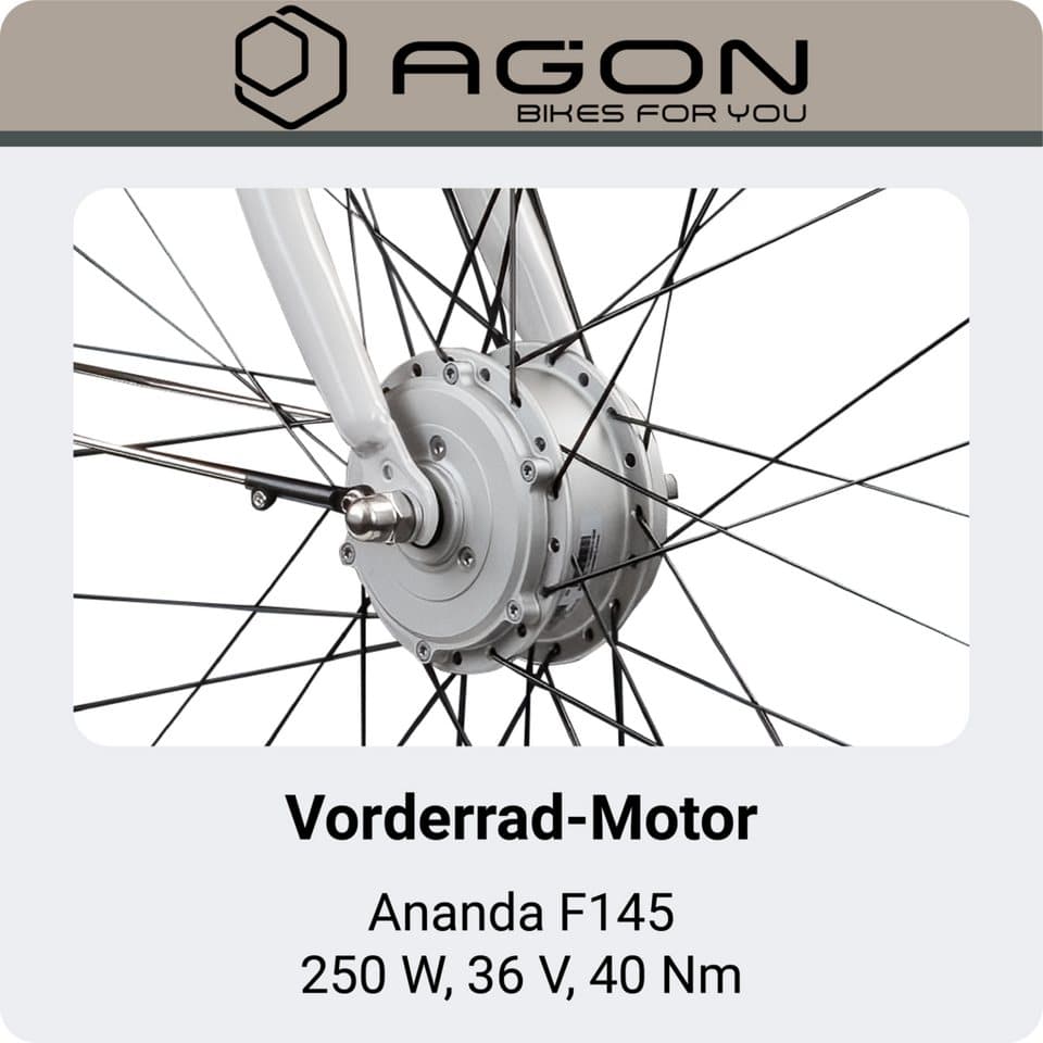 AGON E-Bike Cityrad Aurora, 3 Gang, Nabenschaltung, Frontmotor, 536 Wh, Pedelec, Elektrofahrrad für Damen u. Herren - Thumbnail 5