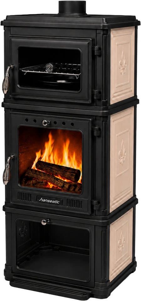 Hanseatic Kaminofen Minerva Beige, 7,1 kW, Zeitbrand, Großer Feuerraum - Thumbnail 3
