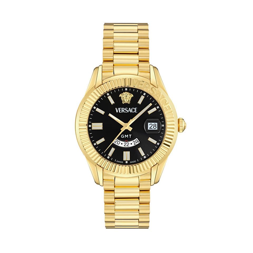 Versace Quarzuhr APODIS VE0U00625, Armbanduhr, Herrenuhr, Swiss Made, Edelstahlarmband, analog, GMT