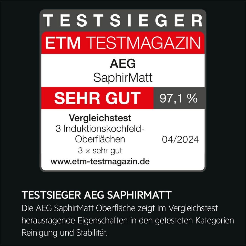 AEG Induktions-Kochfeld Serie 7000 TII84B1FFZ, Bis zu 10x weniger sichtbare Kratzer – Made in Germany - Thumbnail 3