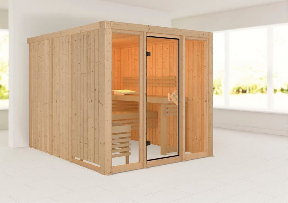 welltime Sauna Artja, BxTxH: 216 x 234 x 198 cm, 68 mm, (Set) Ofen 9 kW integr. Strg - Thumbnail 2