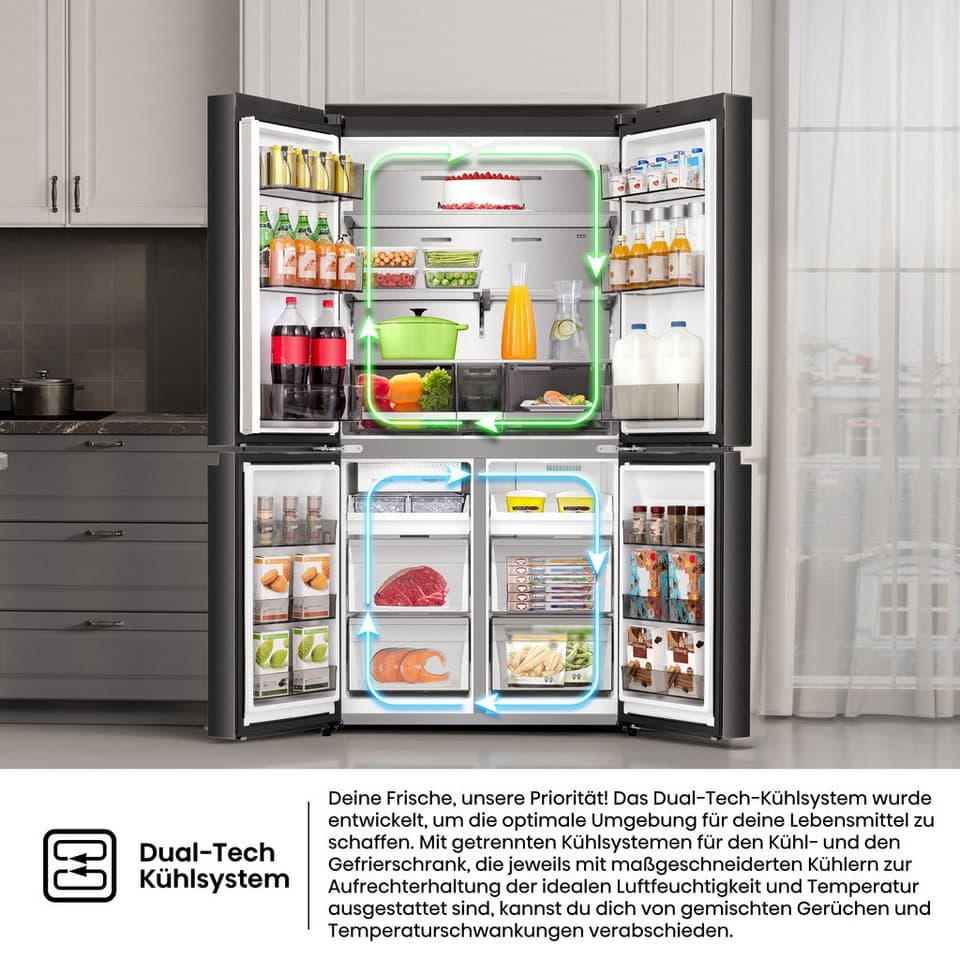 Hisense Multi Door RQ5P640SYKD, 179 cm hoch, 91 cm breit, DualTech-Kühlsystem, MetalCooling, Wasser-/Eisspender - Thumbnail 14