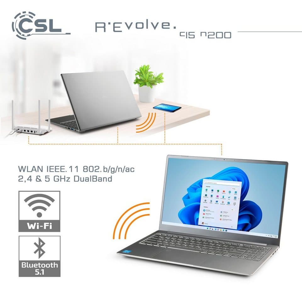 CSL R'Evolve C15 v3 Notebook (39,6 cm/15,6 Zoll, Intel N-Reihe N200, UHD Graphics, 32 GB, 1000 GB SSD) - Thumbnail 5