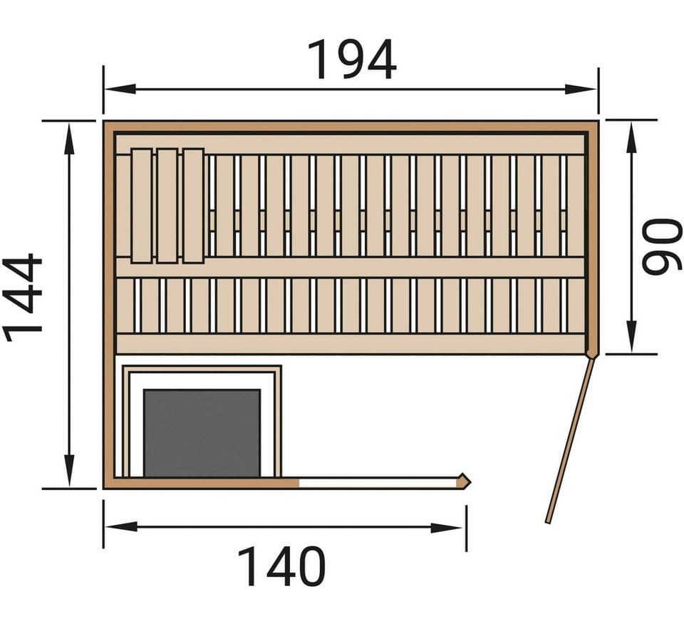 weka Sauna Element-Ecksauna VARBERG 1, BxTxH: 194 x 144 x 199 cm, 68 mm, vorgefertigte Elemente, Fensterelement, moderne Ganzglastür - Thumbnail 9