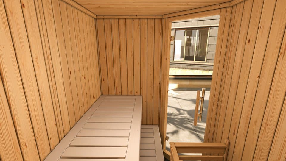weka Sauna Element-Ecksauna VARBERG 1, BxTxH: 194 x 144 x 199 cm, 68 mm, vorgefertigte Elemente, moderne Ganzglastür - Thumbnail 6