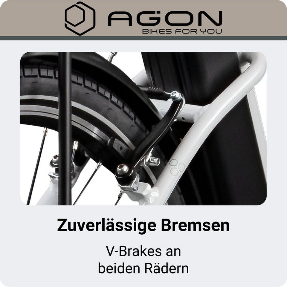 AGON E-Bike Cityrad Aurora, 3 Gang, Nabenschaltung, Frontmotor, 536 Wh, Pedelec, Elektrofahrrad für Damen u. Herren - Thumbnail 7