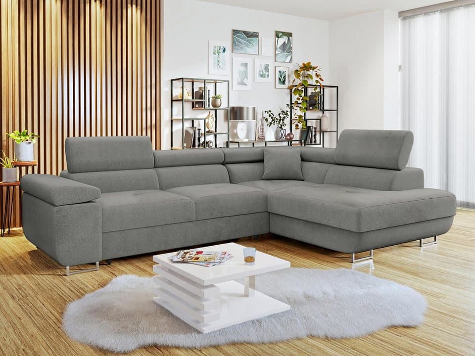 MIRJAN24 Ecksofa Torezio, mit Bettkasten und Schlaffunktion, Einstellbare Kopfstützen, 274x203x70-90 cm - Thumbnail 3