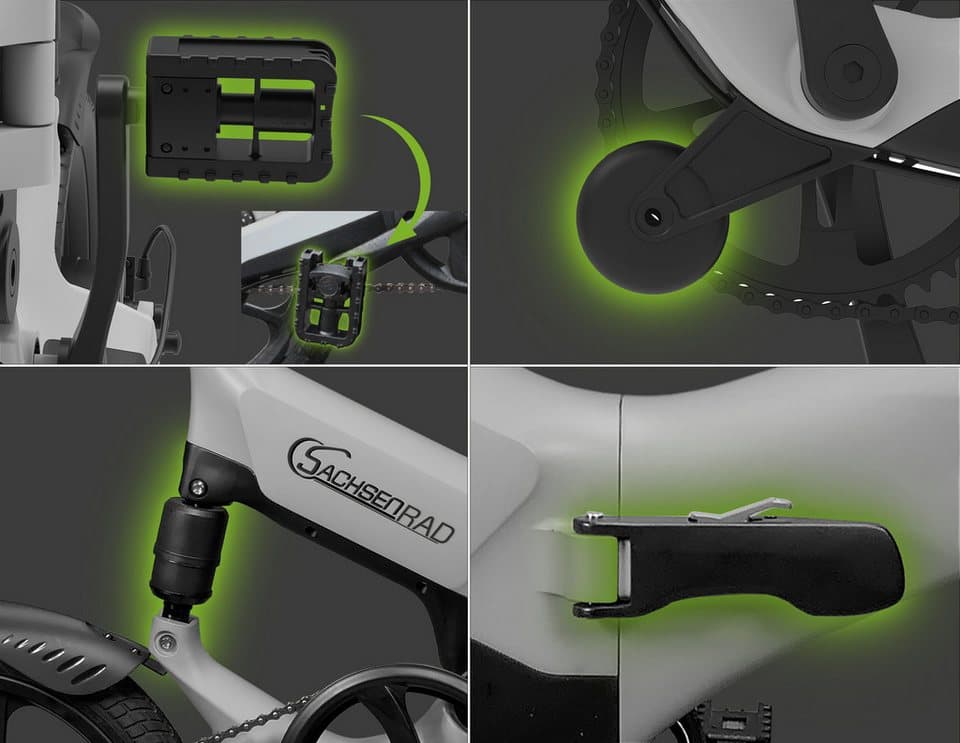 SachsenRAD E-Bike Faltrad F12, 1 Gang Shimano keine Schaltwerk, ohne Schaltung, Heckmotor, 190 Wh, LCD-Steuerdisplay, Fahrmodus Pedelec,  LED-Frontlicht, LED Rücklicht - Thumbnail 14