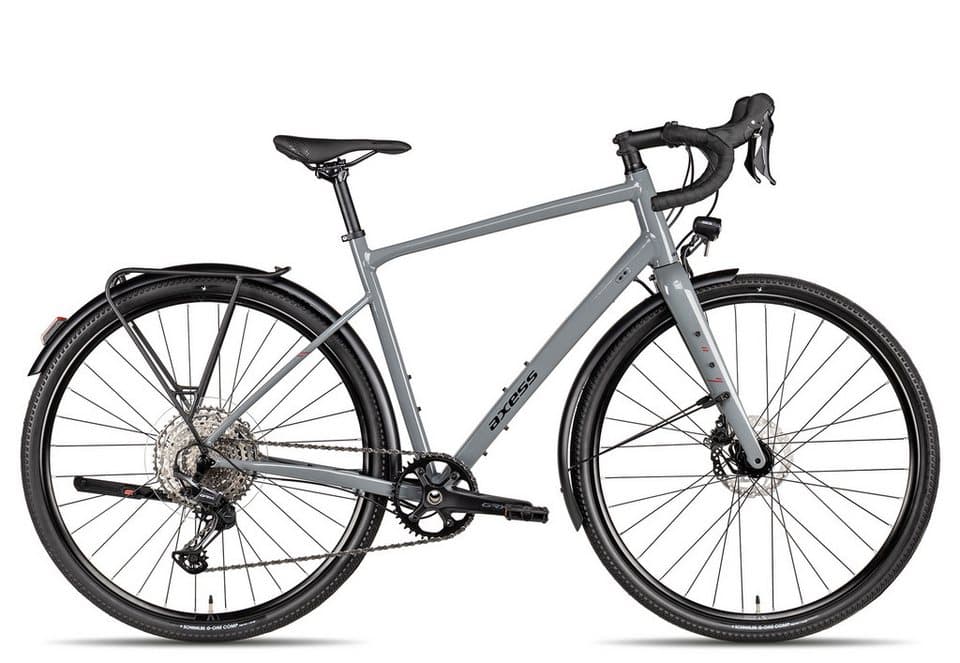 Axess Gravelbike CREED ADV EQ, 12 Gang Shimano GRX RD-RX822, 12-Speed, Shadow Plus Schaltwerk, Kettenschaltung, hydraulische Scheibenbremse schwarz/grau