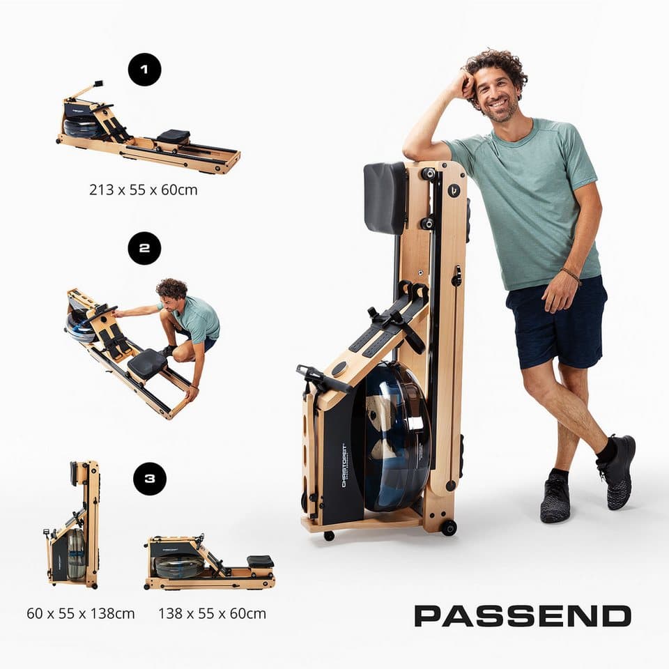 Christopeit Sport® Ruderzugmaschine WP 5000 Wasserrudergerät (Wasserwiderstand, Magnetwiderstand, Wassertank, Holz, Sport), Testsieger Stiftung Warentest Ausgabe 1/2025, Rudermaschine, Holz - Thumbnail 13