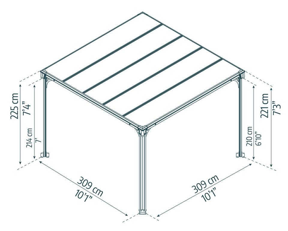 Palram - Canopia Pavillon Pergola Milano, BxT: 309x309 cm - Thumbnail 7