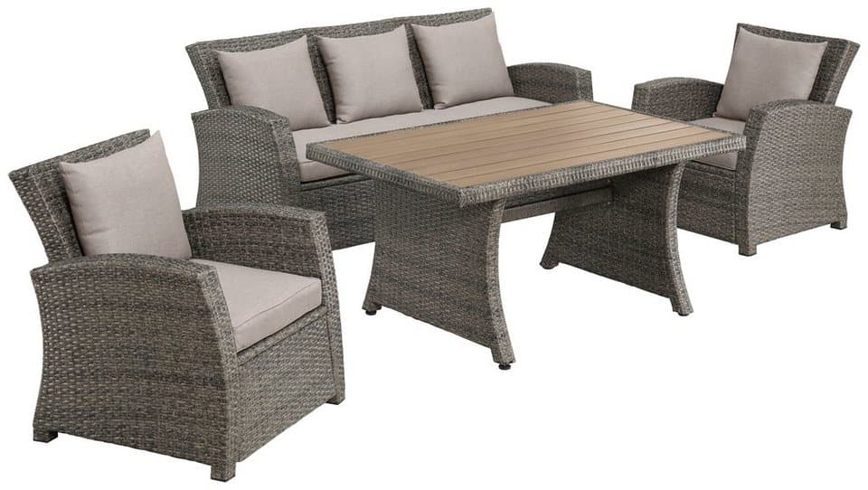 KONIFERA Gartenlounge-Set Siros, (Set, 12-tlg., 1x 3er Sofa, 2x Sessel, 1x Tisch 135x82x65cm, inkl. Auflagen), Polyrattan, Stahl, Tischplatte aus Nonwood, geeignet für 5 Personen - Thumbnail 2
