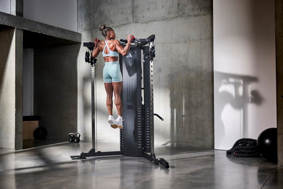 adidas Performance Trainingsstation adidas Cable Crossover - Kabelzugstation mit Rack, 2 Gewichtsblöcke, 2×80 kg Kabelzug, Rack, 40-fach verstellbar & Landmineen) - Thumbnail 13