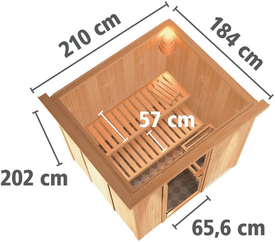 Karibu Sauna Sodin, BxTxH: 210 x 184 x 202 cm, 68 mm, (Set) ohne Ofen - Thumbnail 9