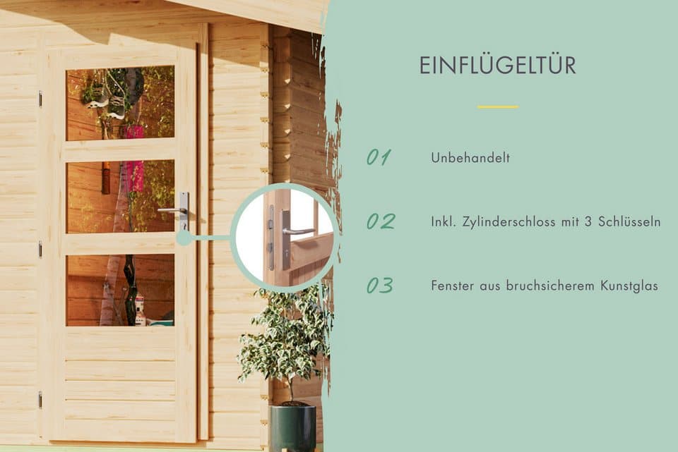 Karibu Gartenhaus Lagor 2, BxT: 507x327 cm, 38mm, 2 Raumhaus aus hochwertiger nordischer Fichte - Thumbnail 5
